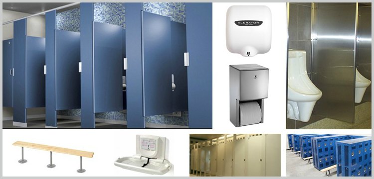 Collage of various washroom accessories 